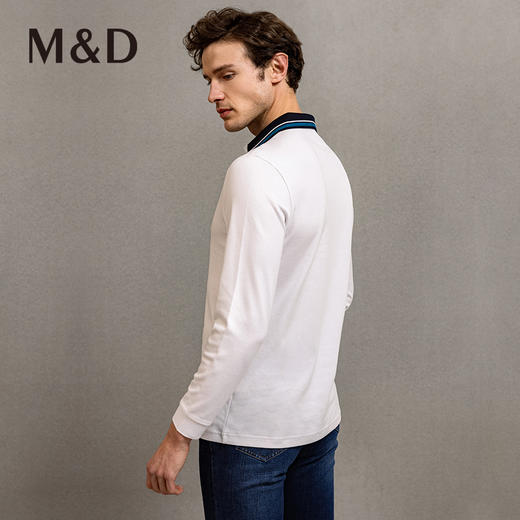 MD名盾早春新款长绒棉时尚纯色POLO衫新款纯棉长袖翻领T恤男 商品图3