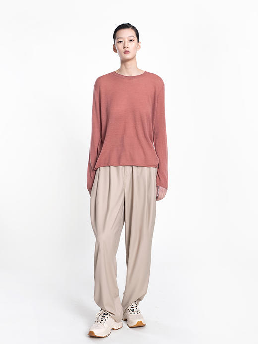 2022新款羊绒混纺16针单股稀针据混纺圆领套头衫 商品图1