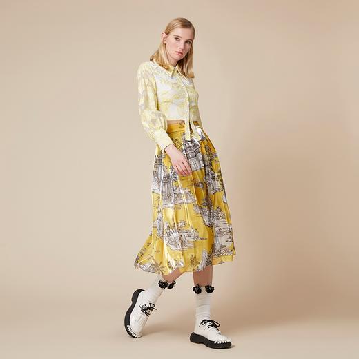 雍正十二月行乐图印花黄色水晶纱半裙 商品图2