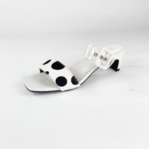 IUIU SECOND夏季时尚波点元素牛皮中跟拖鞋 商品图0