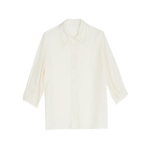 谜底衬衫女2022夏季新款高端舒适质感铜氨丝钉珠上衣女222GC0584 商品图4