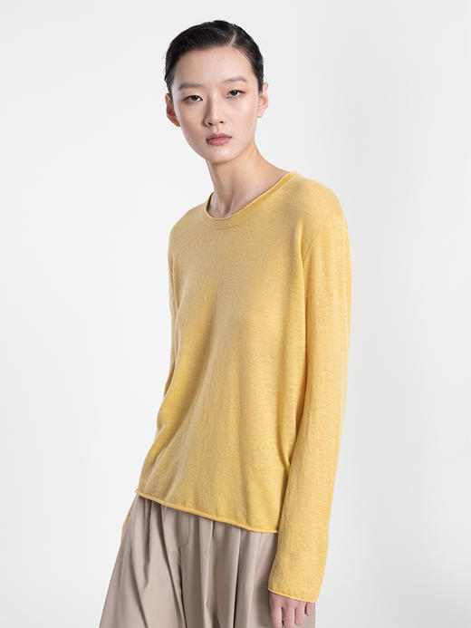 2022新款羊绒混纺16针单股稀针据混纺圆领套头衫 商品图3