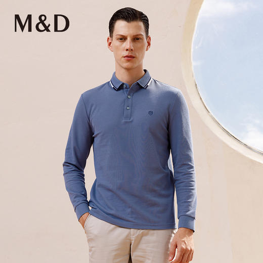 【火山岩发热】名盾商务polo衫长袖秋冬休闲打底保暖爸爸翻领T恤 商品图1