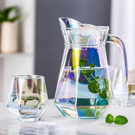 钻石水具 凉水壶玻璃耐热家用大容量水瓶凉白开水杯茶壶套装冷水壶杯具套装礼盒装 EH1028/L5HA 商品图2