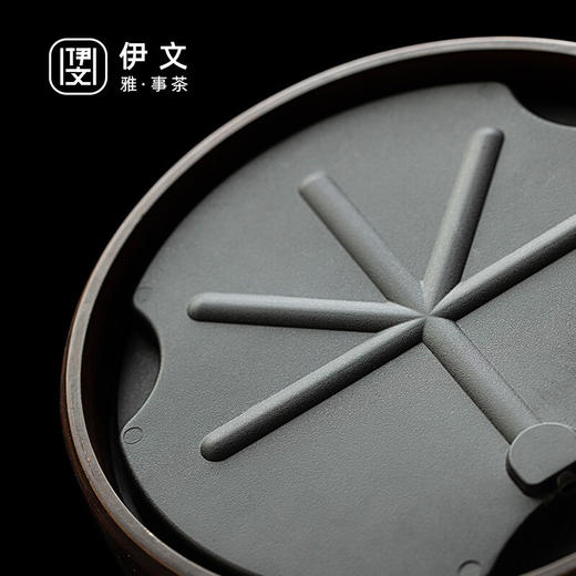 陶瓷圆形茶盘家用储水式托盘陶瓷简约茶海小型茶台干泡茶盘 炎黄莲藕圆茶盘 商品图9