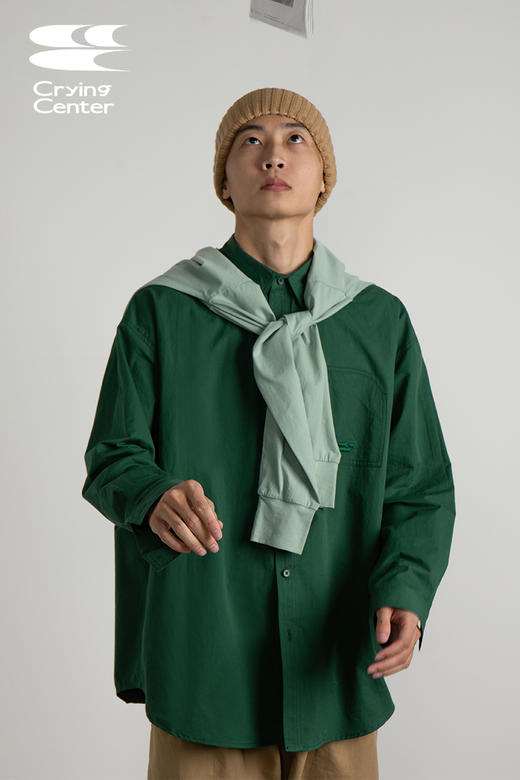 CryingCenter 森林藓木绿洗水棉衬衫显白 商品图5