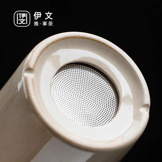 陶瓷竖纹随手杯便携泡茶杯陶瓷防烫水杯杯子茶水分离马杯 竖纹随行杯-对杯 商品图8