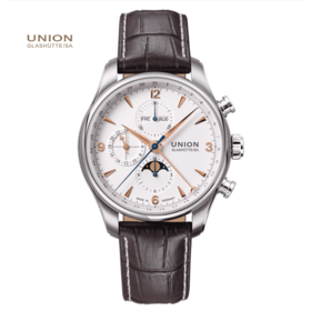 宇联（UNION GLASHÜTTE）德国手表月相 贝利士系列 月相男士机械计时码表 D009.425.16.017.11