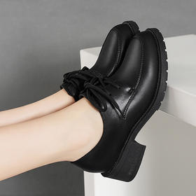 2022年新款春季百搭粗跟圆头英伦风小皮鞋女  LXHX622