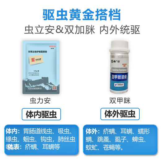 【虫力安】巨龙动保虫力安 阿苯达唑伊维菌素驱虫药100g/500g 商品图5