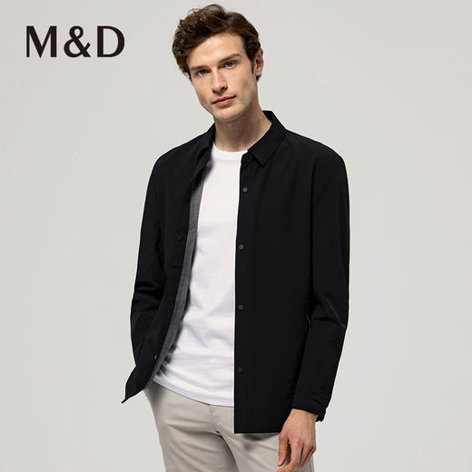 M＆D/名盾商务翻领黑色无缝工艺夹克早春男长袖纯色短款时尚外套 商品图1