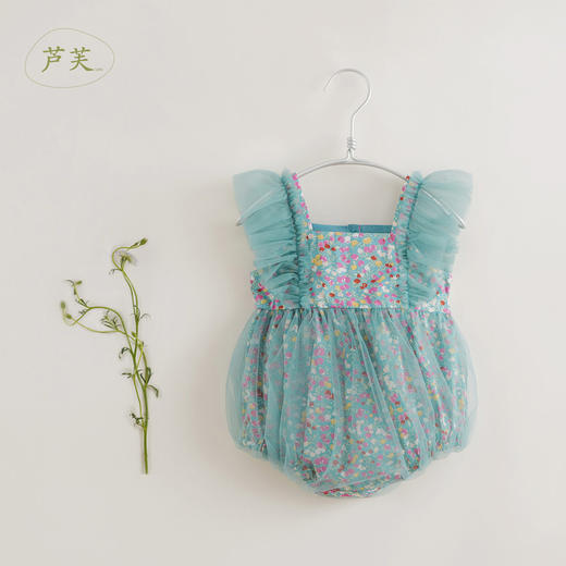 【马克珍妮 芦芙系列】夏装新款 女宝宝网纱吊带连体衣220888 商品图0