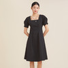 谜底2022夏季新款复古优雅修身收腰方领泡泡短袖连衣裙222ML0582 商品缩略图0