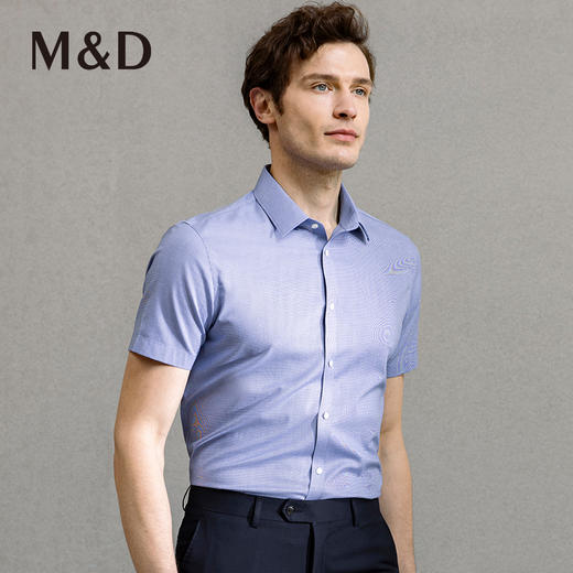 M＆D/名盾商务男士衬衫春季新款高端休闲正装短袖纯色衬衣男 商品图2