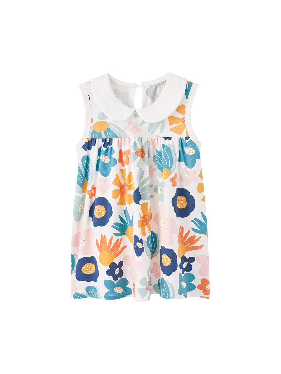 小米米童衣夏季薄款女宝宝连衣裙甜美娃娃领凉感背心裙女童可爱花朵裙MIM-YJ11027