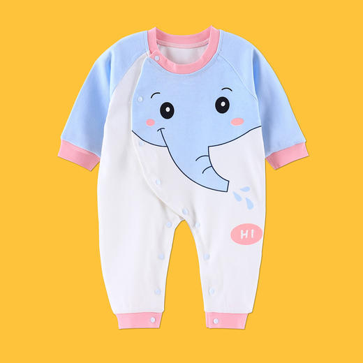 【柔软抗皱 舒适透气 可爱萌趣】春秋新款初生婴儿连体衣卡通纯棉哈衣幼儿宝宝护肚爬服 商品图1