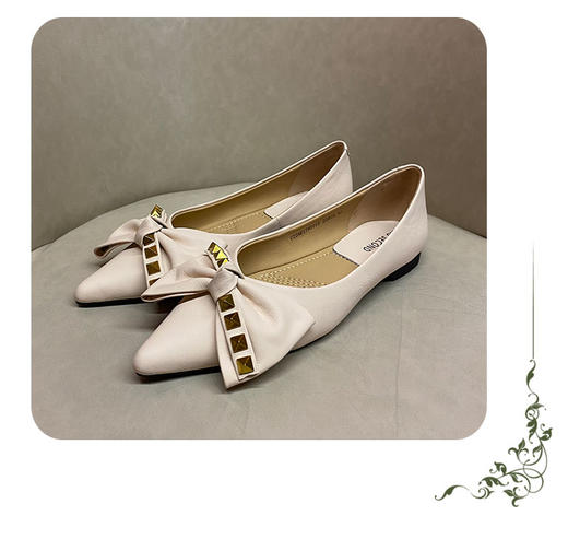 IUIU SECOND 2022春夏舒软新通勤系列尖头蝴蝶结平底单鞋 商品图4