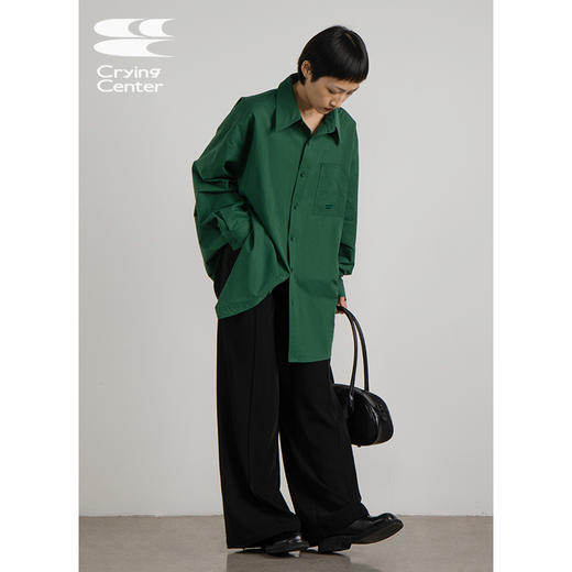 CryingCenter 森林藓木绿洗水棉衬衫显白 商品图3