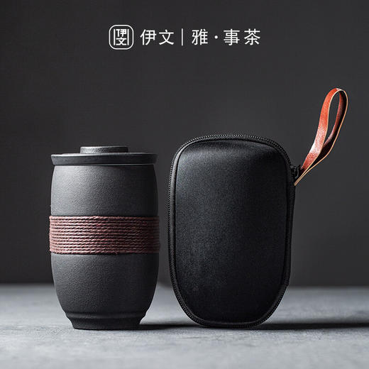 陶瓷西沙马克杯带盖办公室喝水杯陶瓷过滤泡茶杯茶水分离杯子 西沙黑A2a（英调） 商品图2