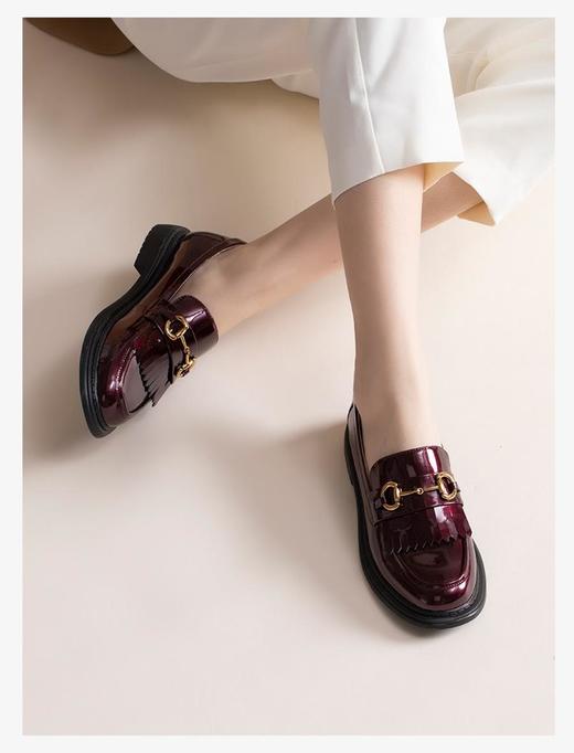 2楼康莉女鞋COMELY女鞋英伦乐福鞋2022新款春单流苏底跟小皮鞋单鞋 商品图1