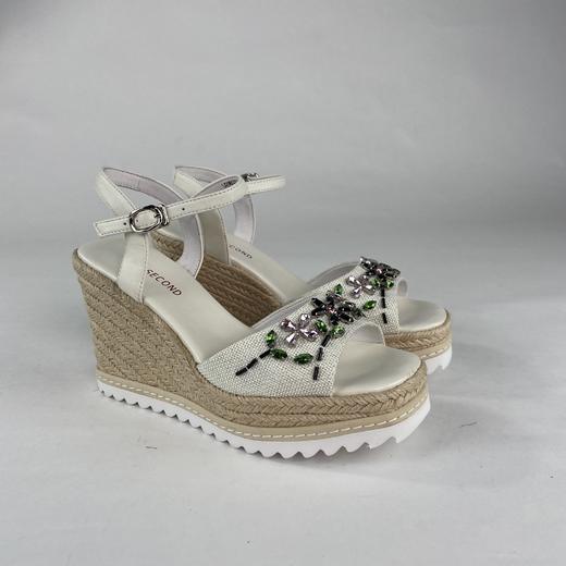 IUIU SECOND夏季时尚织物面增高平底凉鞋 商品图2