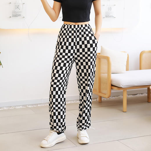 【抄底价清仓】龙之涵 棋盘格垂感休闲阔腿裤 五色齐全亲子款凉凉裤 时尚百搭 A类标准 商品图1