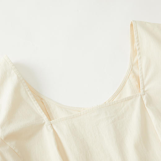 谜底2022夏季新款复古优雅修身收腰方领泡泡短袖连衣裙222ML0582 商品图2