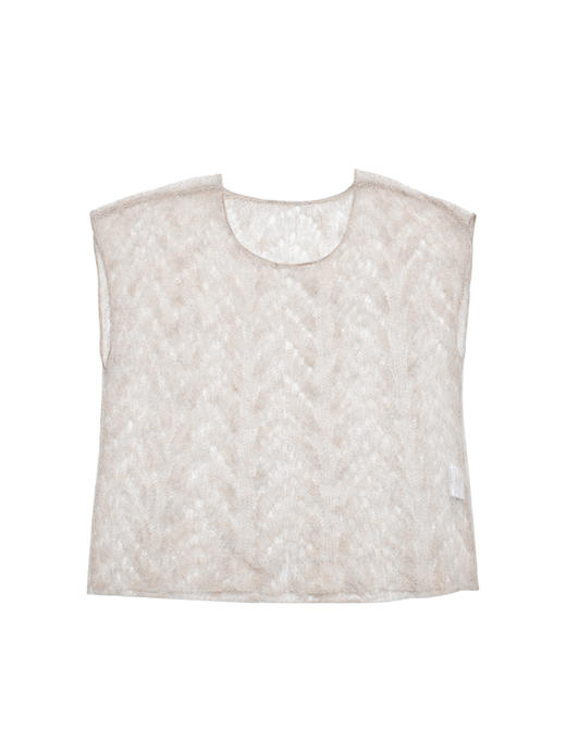 2022新款幼马海毛混纺7针单股镂空圆领背心 商品图4