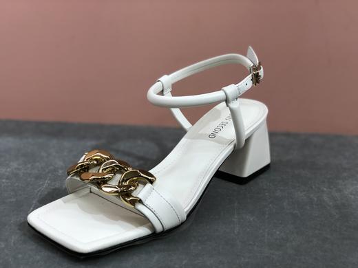 IUIU SECOND夏季时尚链条元素方头粗跟凉鞋 商品图1