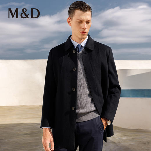 M＆D/名盾商务翻领羊绒羊毛桑蚕丝90白鹅绒大衣羽绒服21秋冬新款 商品图2