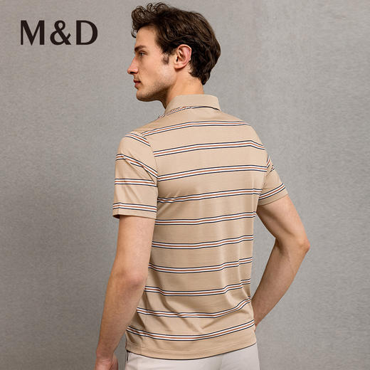 MD名盾短袖桑蚕丝条纹polo衫夏季新品男士商务棉翻领T恤 商品图3