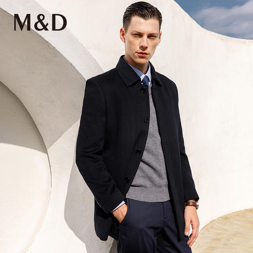 M＆D/名盾商务翻领羊绒羊毛桑蚕丝90白鹅绒大衣羽绒服21秋冬新款 商品图1