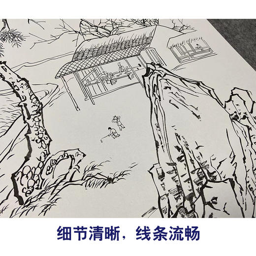 白描底稿-陈少梅竖幅工笔山水人物-《岁朝图》-多种白描尺寸可选-SV16 商品图4