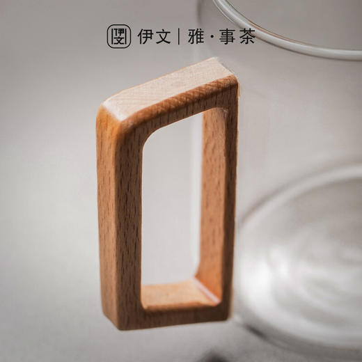 玻璃茶杯耐热茶水分离泡茶杯55度恒*用带盖高颜值杯子套装 伊-清灵（透明）大肚泡茶杯榉木+逗号恒温垫（木纹） 商品图5