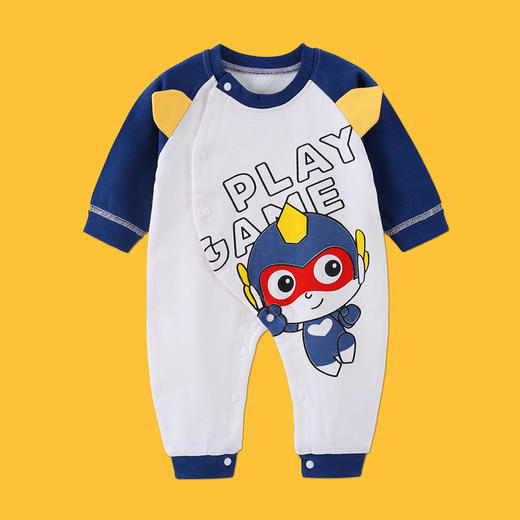 【柔软抗皱 舒适透气 可爱萌趣】春秋新款初生婴儿连体衣卡通纯棉哈衣幼儿宝宝护肚爬服 商品图2