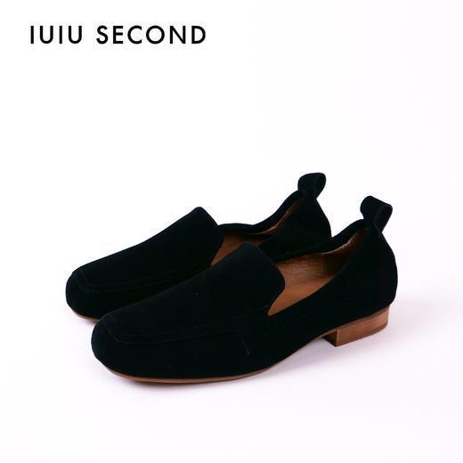 IUIU SECOND 春夏舒软深口单鞋羊皮绒面乐福鞋 商品图9