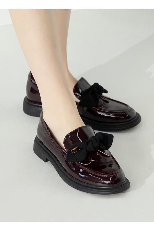 2楼康莉COMELY女鞋2022新款春单英伦厚底乐福鞋学院风甜美蝴蝶结低跟小皮鞋 商品图2