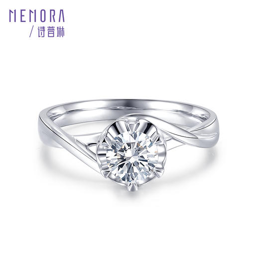 MEMORA诗普琳珠宝玫瑰誓约白色18K金钻石单镶钻戒DR1947 商品图2