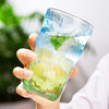 日式ins冰川杯玻璃杯家用水杯咖啡杯啤酒洋酒杯子树纹女大容量渐变果汁牛奶杯 冰粉绿（两只）矮款 商品缩略图6
