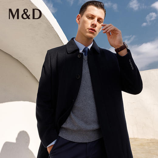 M＆D/名盾商务翻领羊绒羊毛桑蚕丝90白鹅绒大衣羽绒服21秋冬新款 商品图0