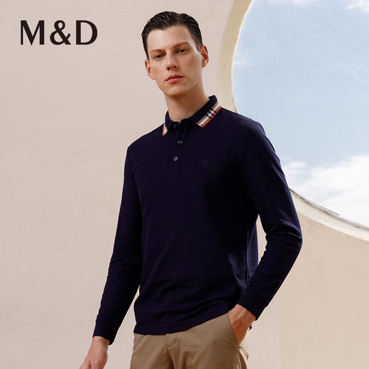 MD名盾男士长袖POLO衫秋冬商务休闲火山岩发热保暖翻领T恤11391 商品图1