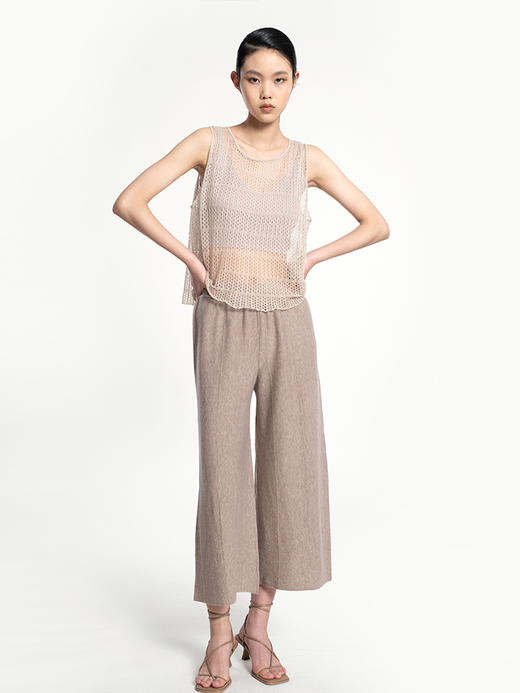 2022新款丝羊绒7针单股镂空圆领背心 商品图1