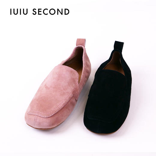 IUIU SECOND 春夏舒软深口单鞋羊皮绒面乐福鞋 商品图2