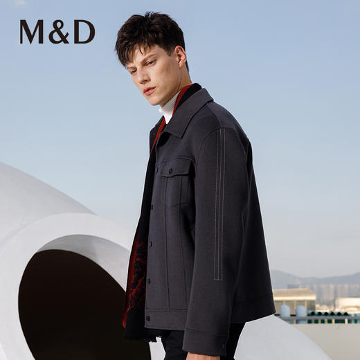 M＆D/名盾秋冬绵羊毛呢子夹克男短款宽松休闲潮流男士冬季外套 商品图1