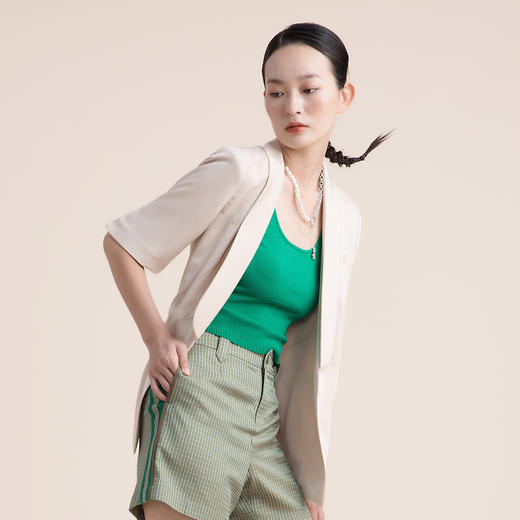 谜底2022夏季新款高级感字母刺绣小众设计西服外套女222GW0618 商品图1