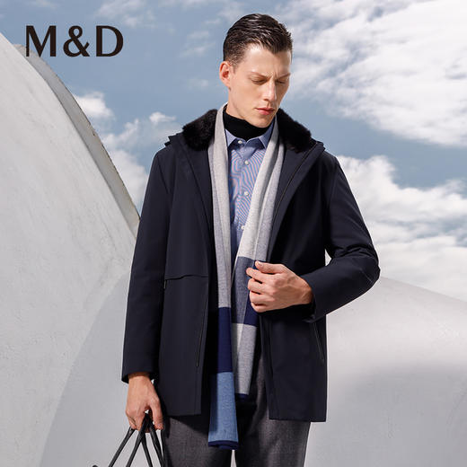 M＆D/名盾商务男士秋冬水貂毛领兔绒内胆白鹅绒尼克服羽绒服外套 商品图2