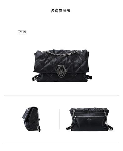 【直发】明治轻奢女包时尚菱格链条腋下包新款包羊皮斜挎单肩包流浪包大号 商品图0