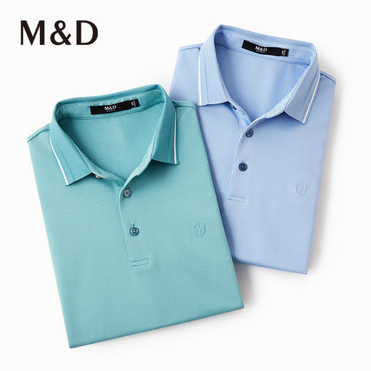 M＆D/名盾夏季新款黑科技降温翻领短袖条纹Polo衫商务棉T恤男 商品图2