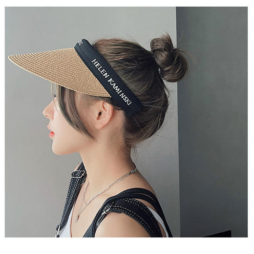 【ins爆火巨潮，可调节遮阳帽！】草编空顶草帽，春夏沙滩亲子儿童度假物理防晒，遮阳无顶发箍太阳帽 商品图2