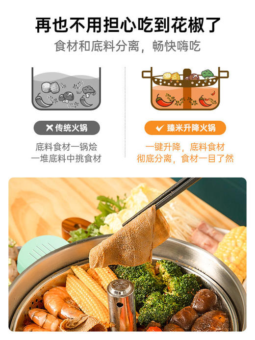 臻米升降火锅【解锁火锅新姿势】智能自动升降电火锅多功能一体锅电热锅插电分体 商品图1